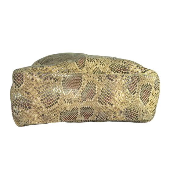 Sorial Gold Snakeskin Embossed Leather Tote Bag Shoulder Shopper - Picture 8 of 14